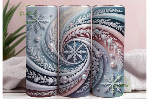 Winter Frost Swirl 20oz Tumbler Wrap Sublimation PixelChick 