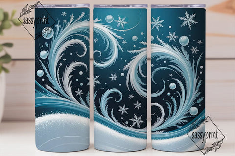 Winter Frost Swirl 20oz Tumbler Wrap Sublimation sassyprint 