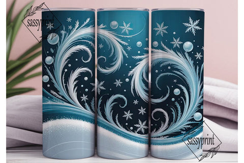 Winter Frost Swirl 20oz Tumbler Wrap Sublimation sassyprint 