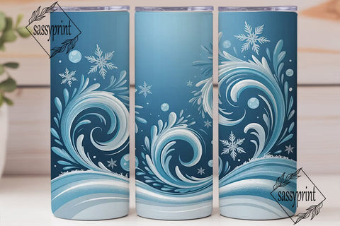 Winter Frost Swirl 20oz Tumbler Wrap Sublimation sassyprint 