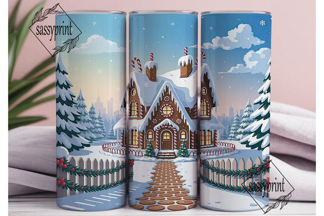 Winter Gingerbread House Tumbler Wrap Sublimation sassyprint 