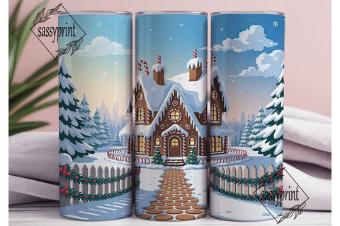 Winter Gingerbread House Tumbler Wrap Sublimation sassyprint 