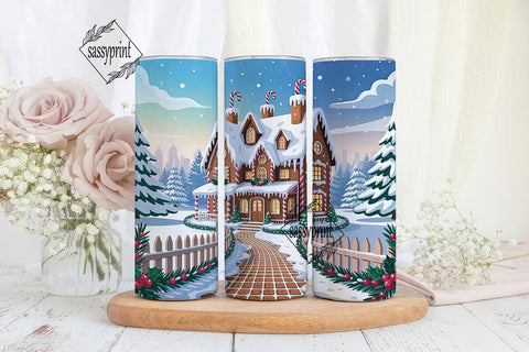 Winter Gingerbread House Tumbler Wrap Sublimation sassyprint 