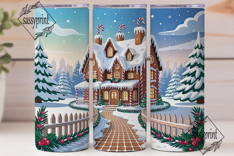 Winter Gingerbread House Tumbler Wrap Sublimation sassyprint 