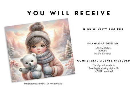 Winter Girl and Bear Tumbler Sublimation Wrap Sublimation BijouBay 