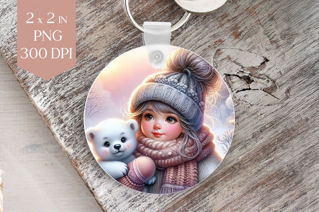 Winter Girl and Polar Bear Sublimation PNG Sublimation BijouBay 