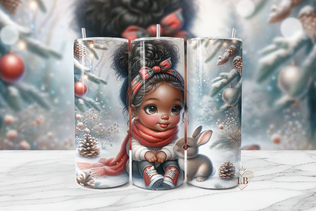 Winter Girl & Bunny Christmas Tumbler Sublimation Design Sublimation BijouBay 