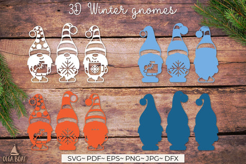 Winter gnomes | 3d Gnome layered svg SVG Olga Boat Design 
