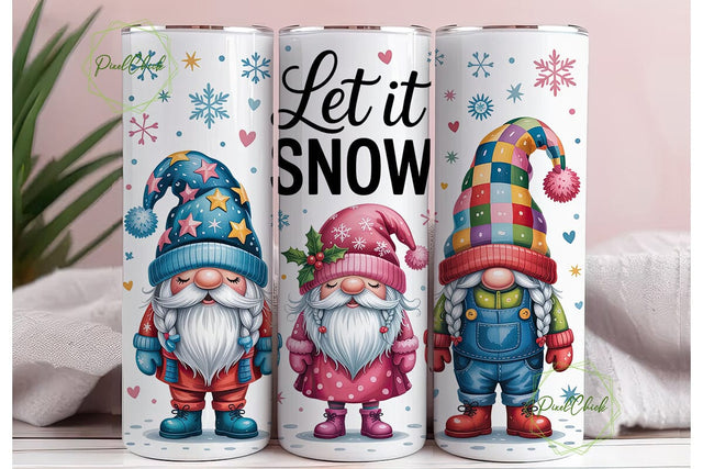 Winter Gnomes Snowflakes 20oz Tumbler Sublimation PixelChick 