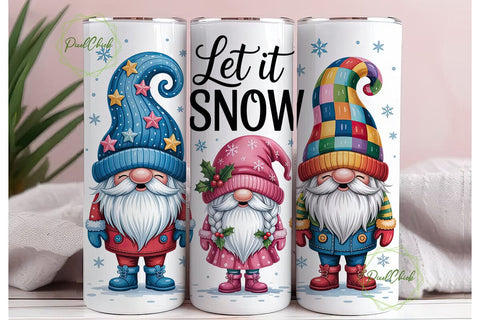 Winter Gnomes Snowflakes 20oz Tumbler Sublimation PixelChick 