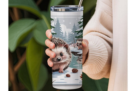 Winter Hedgehogs 20oz Tumbler Wrap Sublimation DesignSVG 