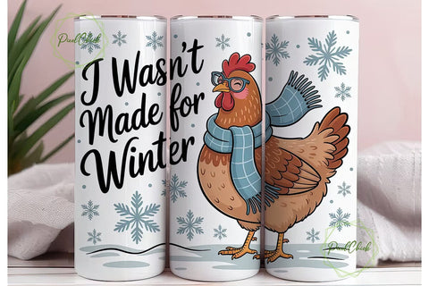 Winter Hen 20oz Tumbler Wrap Sublimation PixelChick 