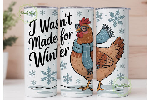 Winter Hen 20oz Tumbler Wrap Sublimation PixelChick 