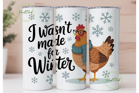 Winter Hen 20oz Tumbler Wrap Sublimation PixelChick 