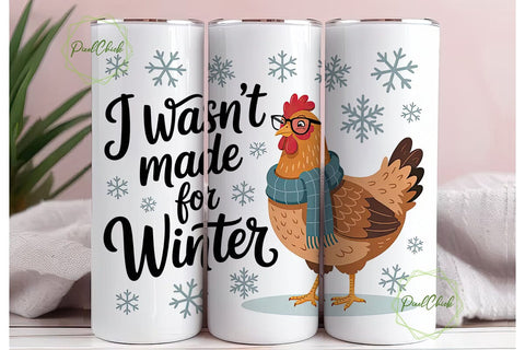 Winter Hen 20oz Tumbler Wrap Sublimation PixelChick 
