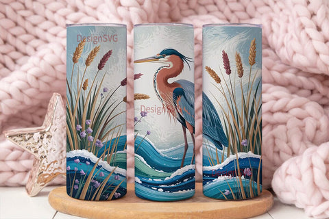 Winter Heron 20oz Tumbler Wrap Sublimation DesignSVG 