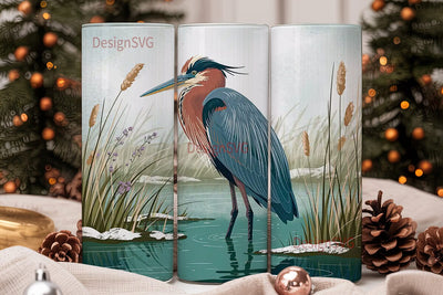 Winter Heron 20oz Tumbler Wrap Sublimation DesignSVG 