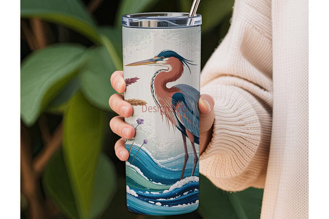 Winter Heron 20oz Tumbler Wrap Sublimation DesignSVG 