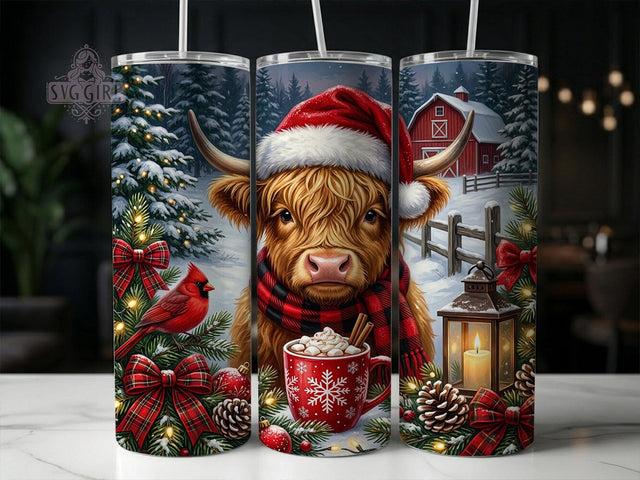 Winter Highland Cow 20oz Tumbler, Winter Highland Cow, Highland Cow Winter, Winter Cow Tumbler, Highland Cow Tumbler, 20oz Tumbler, Winter Tumbler, Tumbler Wrap Sublimation SvggirlplusArt 