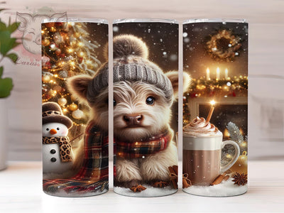 Winter Highland Cow Tumbler, Christmas Cow Wrap, Highland Cow Sublimation, 20oz Cow Tumbler, Festive Cow Art, Seasonal Farm Mug, Whimsical Holiday Cup Sublimation Lara' s Designs 