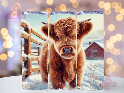 Winter Highland Cow Tumbler Wrap 20 oz Sublimation Design, Digital Download, Straight & Tapered Tumbler Wrap PNG, Winter decor tumbler, Highland Cow merchandise, Winter merchandise Sublimation SvggirlplusArt 