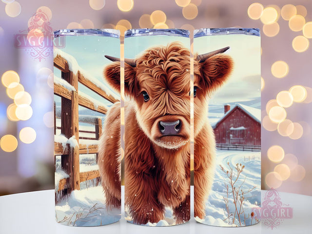 Winter Highland Cow Tumbler Wrap 20 oz Sublimation Design, Digital Download, Straight & Tapered Tumbler Wrap PNG, Winter decor tumbler, Highland Cow merchandise, Winter merchandise Sublimation SvggirlplusArt 
