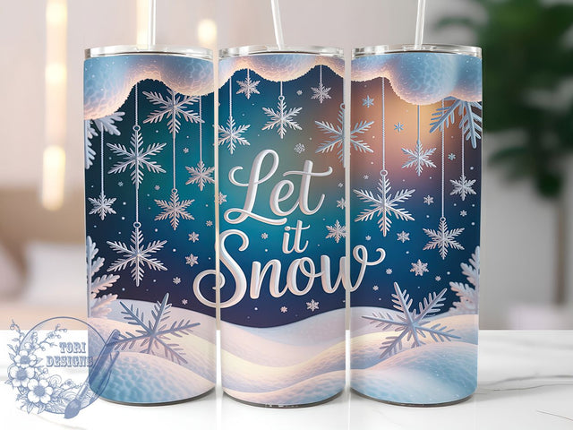 Winter Holiday Snowflake Tumbler, Let It Snow Wrap, Christmas Snowflake Sublimation, 20oz Holiday Tumbler, Festive Snowflake Art, Whimsical Winter Mug, Cute Christmas Cup Sublimation ToriDesigns 