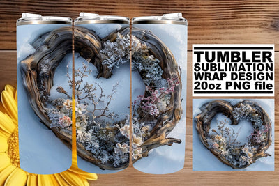 Winter Holiday Tumbler Wrap 3D Heart Frame Sublimation Sublimation afrosvg 
