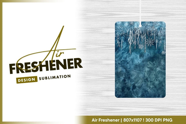 Winter Ice Icicles and Snowflakes on Textured Blue Background Sublimation Regulrcrative 