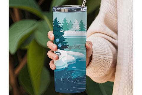 Winter Ice Skating 20oz Tumbler Wrap Sublimation DesignSVG 