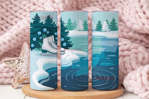 Winter Ice Skating 20oz Tumbler Wrap Sublimation DesignSVG 