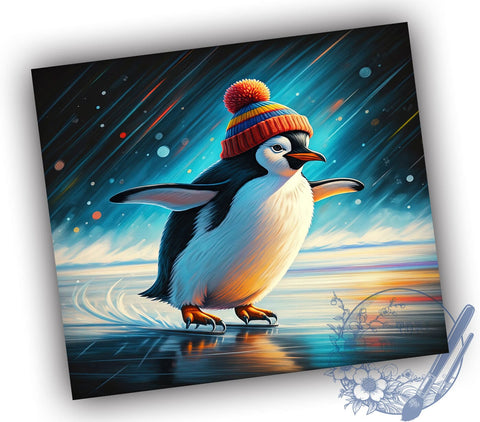 Winter Ice Skating Penguin 20oz Tumbler, Winter Ice Skating, Cute Penguin, Tumbler Wrap, Sublimation Design, Winter Sports, Penguin Lover, Holiday Gift Sublimation ToriDesigns 