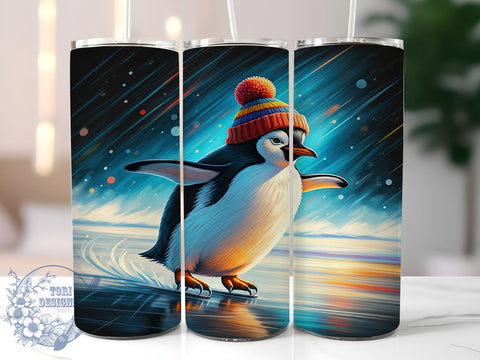 Winter Ice Skating Penguin 20oz Tumbler, Winter Ice Skating, Cute Penguin, Tumbler Wrap, Sublimation Design, Winter Sports, Penguin Lover, Holiday Gift Sublimation ToriDesigns 