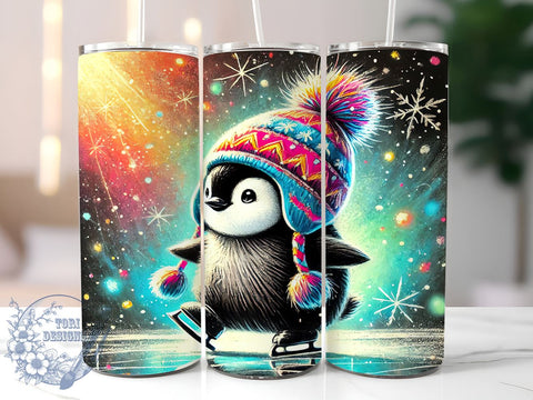 Winter Ice Skating Penguin 20oz Tumbler, Winter Ice Skating, Cute Penguin, Tumbler Wrap, Sublimation Design, Winter Sports, Penguin Lover, Holiday Gift Sublimation ToriDesigns 