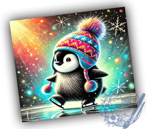 Winter Ice Skating Penguin 20oz Tumbler, Winter Ice Skating, Cute Penguin, Tumbler Wrap, Sublimation Design, Winter Sports, Penguin Lover, Holiday Gift Sublimation ToriDesigns 