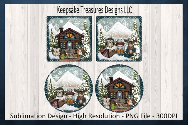 Winter In The Cabin Christmas Ornaments, Hand Drawn Ornaments, Xmas Ornaments, Sublimation PNG, Digital Download Sublimation Keepsake Treasures Designs LLC. 