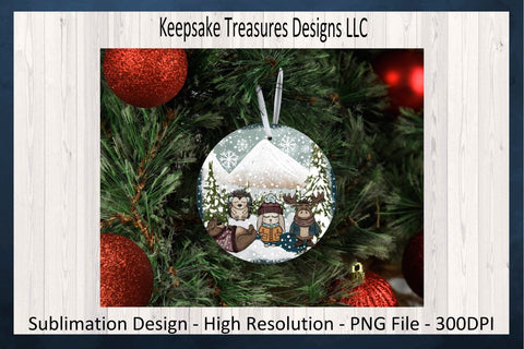 Winter In The Cabin Christmas Ornaments, Hand Drawn Ornaments, Xmas Ornaments, Sublimation PNG, Digital Download Sublimation Keepsake Treasures Designs LLC. 