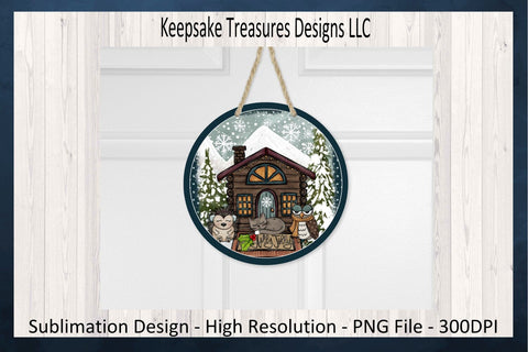 Winter In The Cabin Wreath Attachment, Winter Door Sign, Sublimation PNG, Digital Download, Door Hanger Sublimation Keepsake Treasures Designs LLC. 