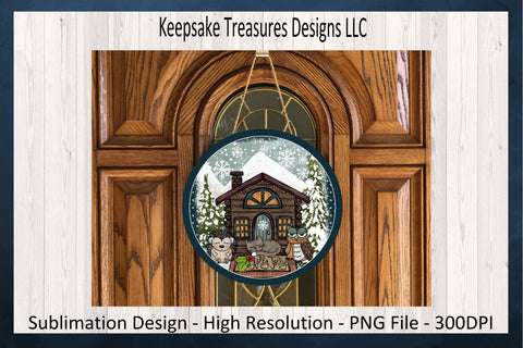 Winter In The Cabin Wreath Attachment, Winter Door Sign, Sublimation PNG, Digital Download, Door Hanger Sublimation Keepsake Treasures Designs LLC. 