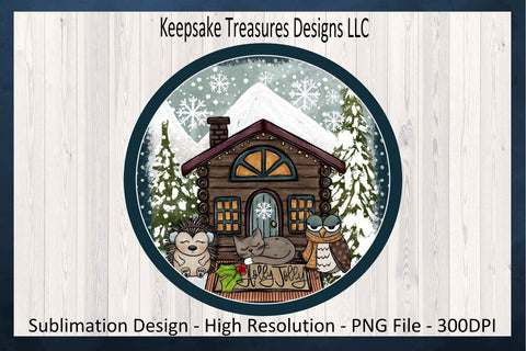 Winter In The Cabin Wreath Attachment, Winter Door Sign, Sublimation PNG, Digital Download, Door Hanger Sublimation Keepsake Treasures Designs LLC. 