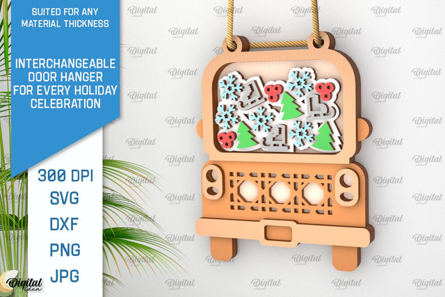 Winter Interchangeable Decor Laser Cut. Winter Door Hanger SVG Evgenyia Guschina 