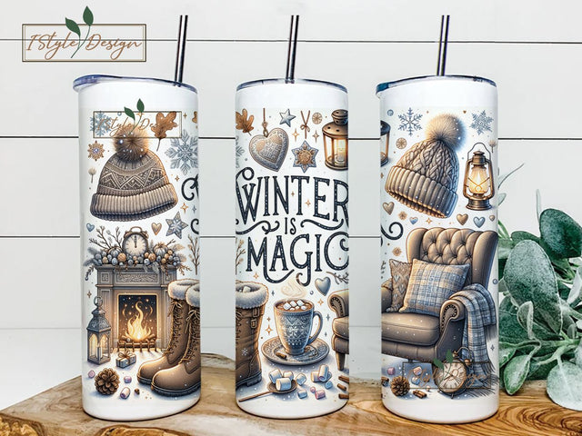 Winter is Magic 20 Oz Skinny Tumbler Sublimation Design Sublimation iStyleDesign 