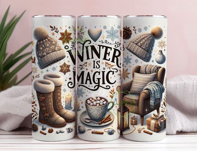 Winter is Magic 20 Oz Skinny Tumbler Sublimation Design Sublimation PixelChick 