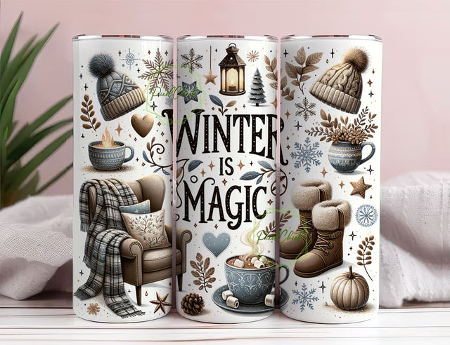 Winter is Magic 20 Oz Skinny Tumbler Sublimation Design Sublimation PixelChick 