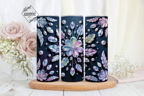 Winter Jewel Floral 20oz Tumbler Wrap Sublimation sassyprint 