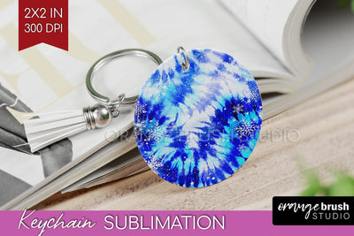 Winter Keychain PNG, Tie Dye Keychain Sublimation Sublimation OrangeBrushStudio 