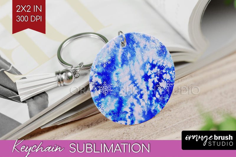 Winter Keychain PNG, Tie Dye Keychain Sublimation Sublimation OrangeBrushStudio 
