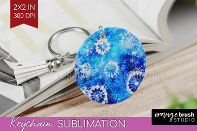 Winter Keychain PNG, Tie Dye Keychain Sublimation Sublimation OrangeBrushStudio 