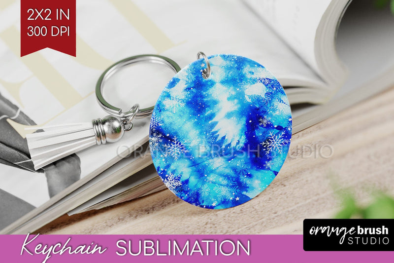 Winter Keychain PNG, Tie Dye Keychain Sublimation Sublimation OrangeBrushStudio 