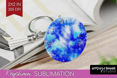 Winter Keychain PNG, Tie Dye Keychain Sublimation Sublimation OrangeBrushStudio 